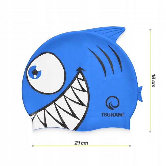 Шапочка для плавання TSUNAMI Shark дитяча Blue (P-5905973401814)