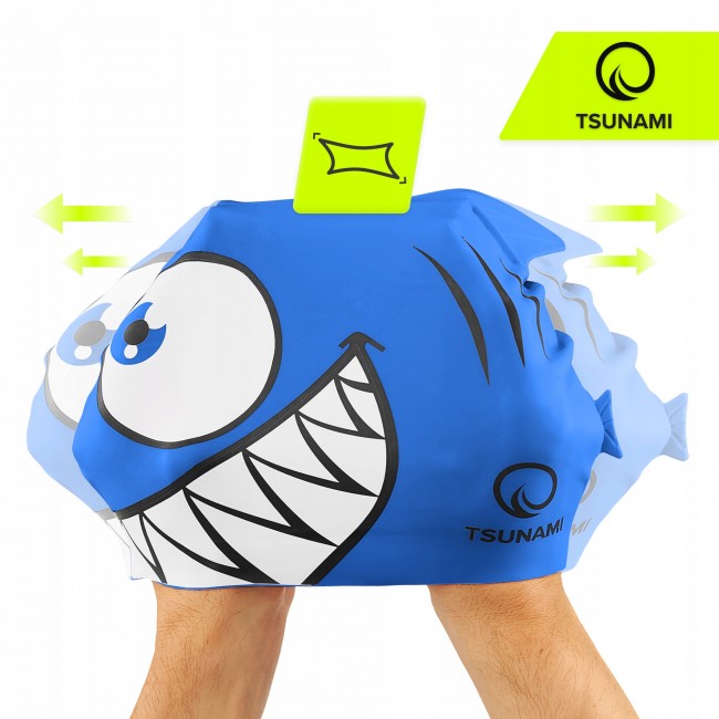 Шапочка для плавання TSUNAMI Shark дитяча Blue (P-5905973401814)