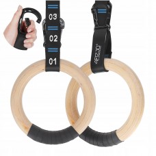 Гімнастичні кільця 4FIZJO дерев'яні, регульовані Black/Blue (P-5905973402743)