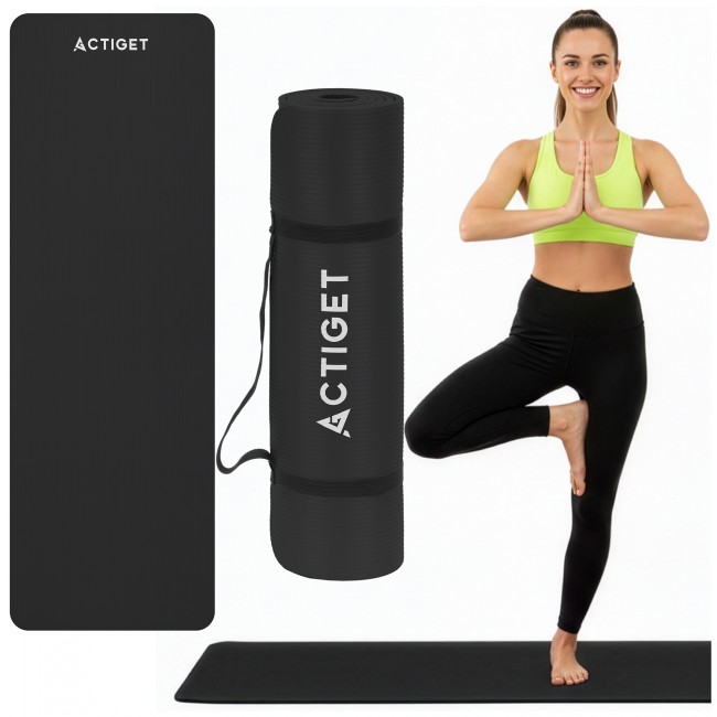 Коврик спортивный Actiget NBR 183 x 61 x 1 cм для йоги и фитнеса ACT0020 Black