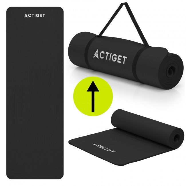 Коврик спортивный Actiget NBR 183 x 61 x 1 cм для йоги и фитнеса ACT0020 Black