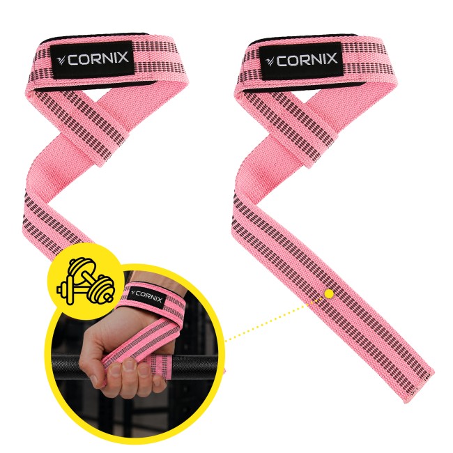 Лямки атлетичні для тяги Cornix Lifting Straps XR-0504 Pink