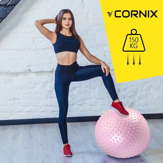 Мяч для фитнеса (фитбол) Cornix 65 см массажный Anti-Burst XR-0489 Light Pink