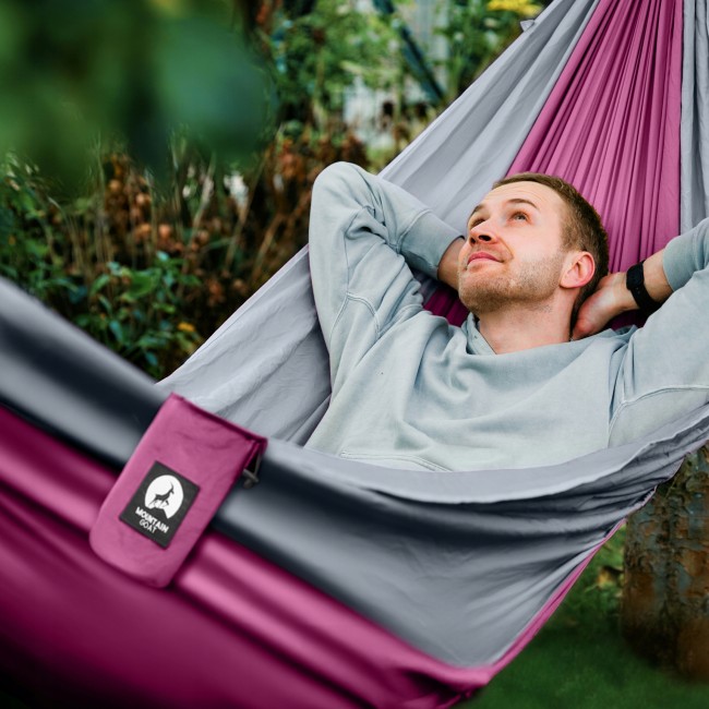 Туристичний гамак Mountain Goat 270 x 140 см з москітною сіткою, одномісний, підвісний Pink/Grey (P-5905973408035)