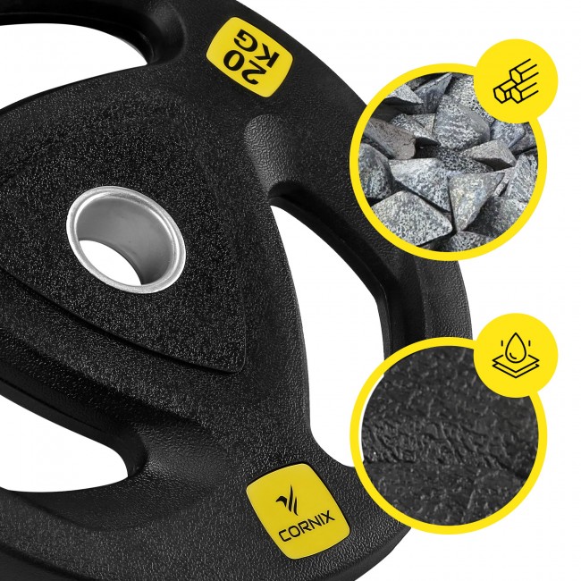 Диск олімпійський Cornix 1 x 20 кг 51 мм металевий прогумований XR-0428 Black