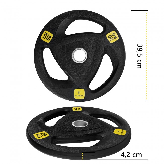 Диск олімпійський Cornix 1 x 20 кг 51 мм металевий прогумований XR-0428 Black