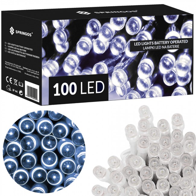 Гірлянда на батарейках Springos 10 м 100 LED Pilot CL4035 Cold White
