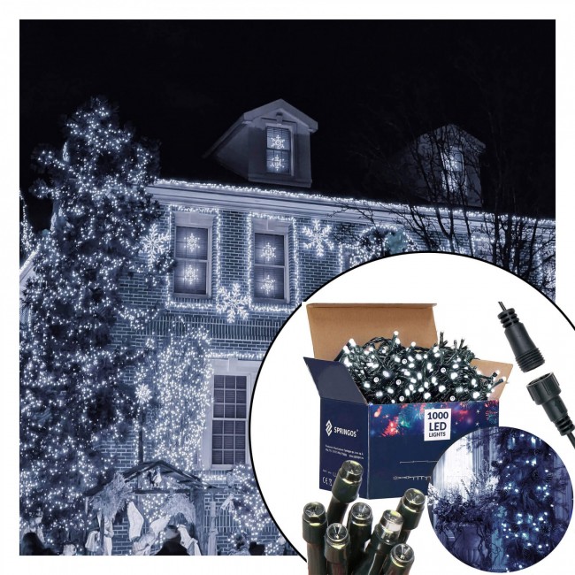 Гирлянда уличная (наружная) Springos 60 м 1000 LED CL1004 Cold White