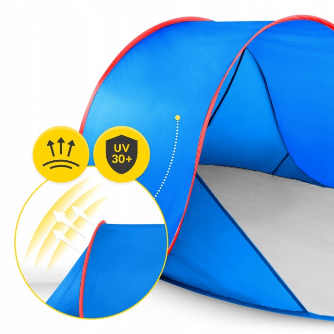 Намет пляжний 4FIZJO Pop-Up 195 x 120 см Blue/Red, що саморозкладається (P-5905973405164)