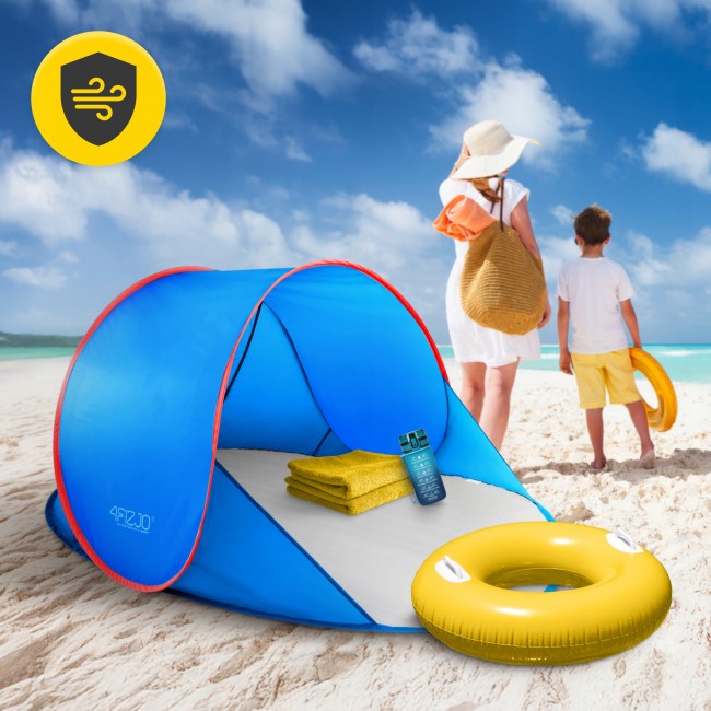 Намет пляжний 4FIZJO Pop-Up 195 x 120 см Blue/Red, що саморозкладається (P-5905973405164)