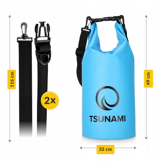 Гермомішок TSUNAMI Dry Pack 10 л водозахисний Sky Blue (P-5905973400046)