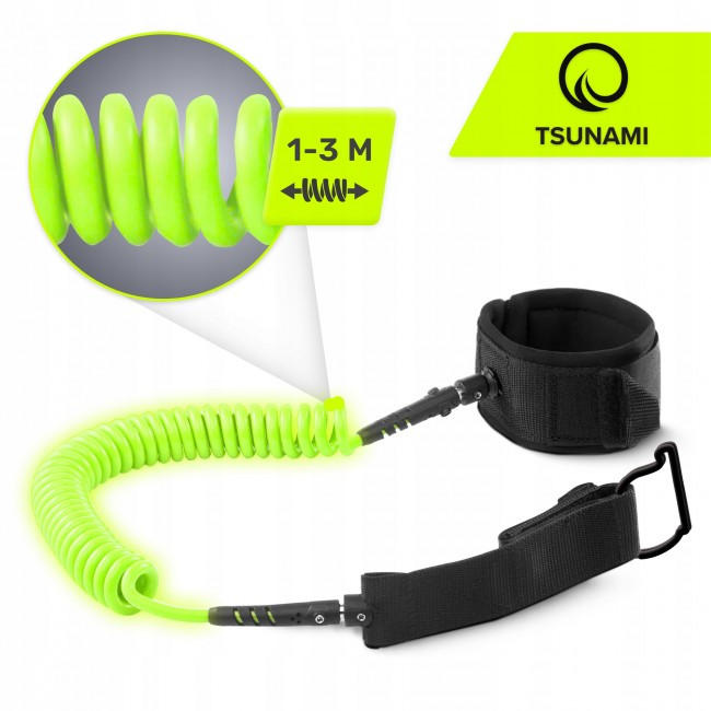 Лиш страховочный для SUP доски TSUNAMI SUP-Leash Black/Green (P-5907739316479)