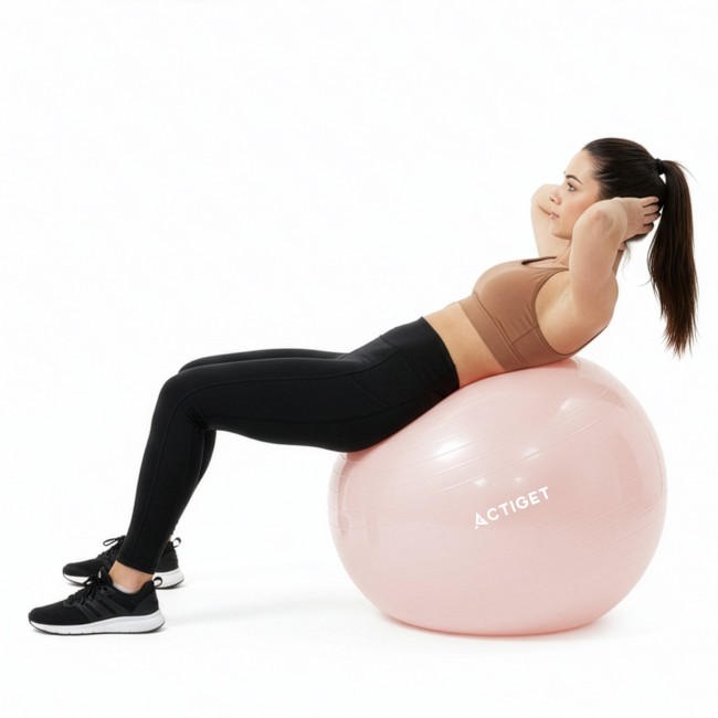 М'яч для фітнесу (фітбол) Actiget 65 см із насосом ACT0143 Light Pink