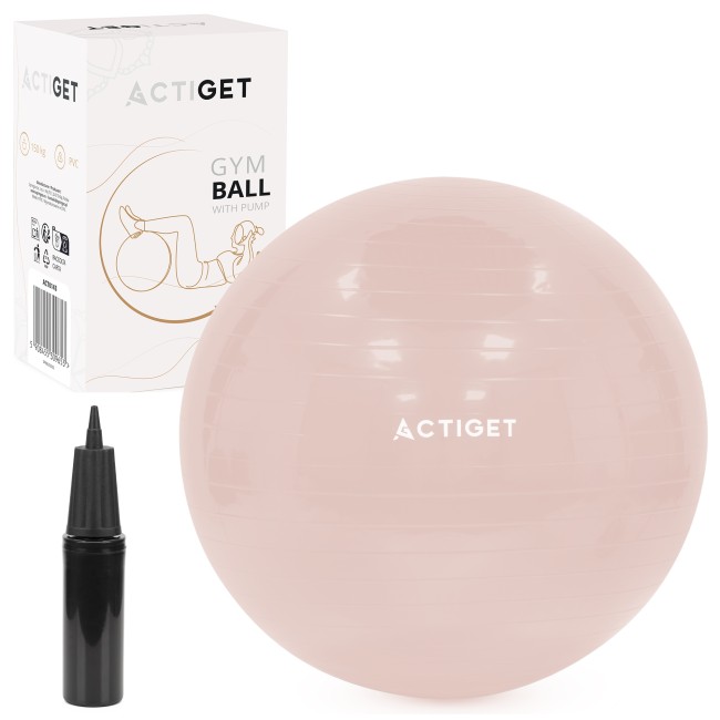 М'яч для фітнесу (фітбол) Actiget 65 см із насосом ACT0143 Light Pink