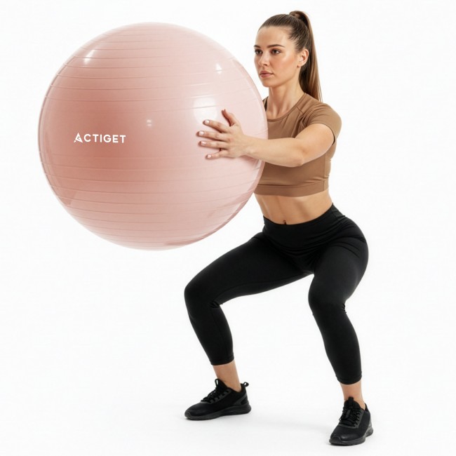 М'яч для фітнесу (фітбол) Actiget 65 см із насосом ACT0143 Light Pink