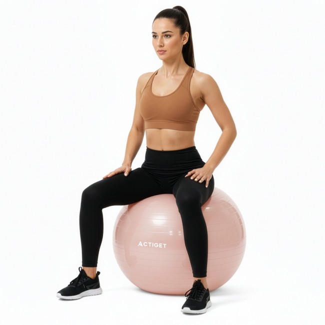 М'яч для фітнесу (фітбол) Actiget 65 см із насосом ACT0143 Light Pink