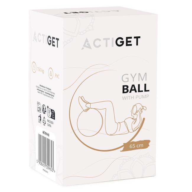 М'яч для фітнесу (фітбол) Actiget 65 см із насосом ACT0143 Light Pink