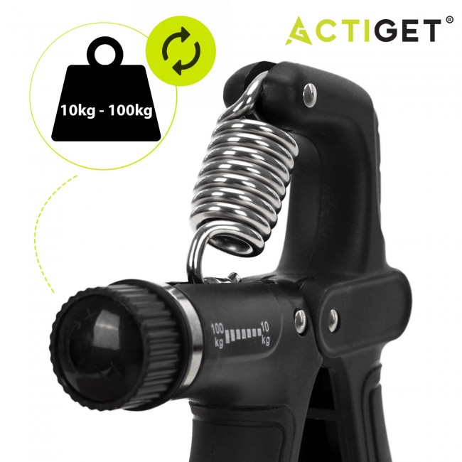 Эспандер кистевой Actiget 10-100 кг с регулируемой нагрузкой и счетчиком ACT0109 Black