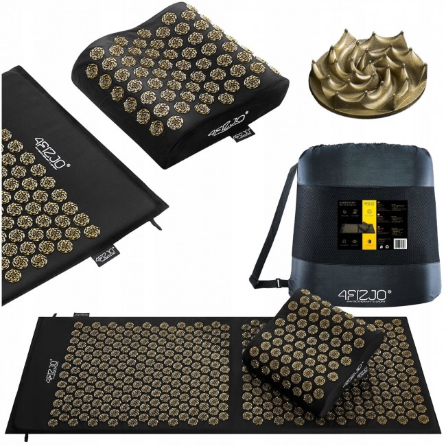 Коврик акупунктурный с подушкой 4FIZJO Ergo Mat XL Аппликатор Кузнецова Black/Gold (P-5907739313843) Коврик акупунктурный с подушкой 4FIZJO Ergo Mat XL Аппликатор Кузнецова Black/Gold (P-5907739313843)