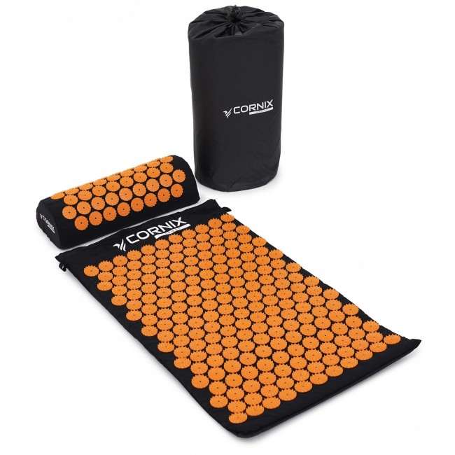 Коврик акупунктурный с валиком Cornix Classic Mat Аппликатор Кузнецова XR-0111 Black/Orange