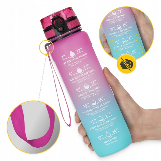 Бутылка для воды спортивная 4FIZJO 1000 мл Pink/Sky Blue (P-5905973400770)