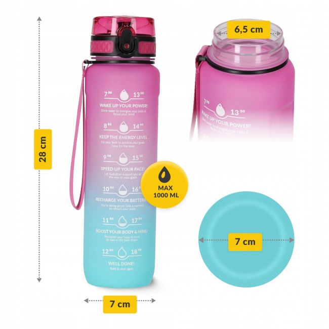 Бутылка для воды спортивная 4FIZJO 1000 мл Pink/Sky Blue (P-5905973400770)