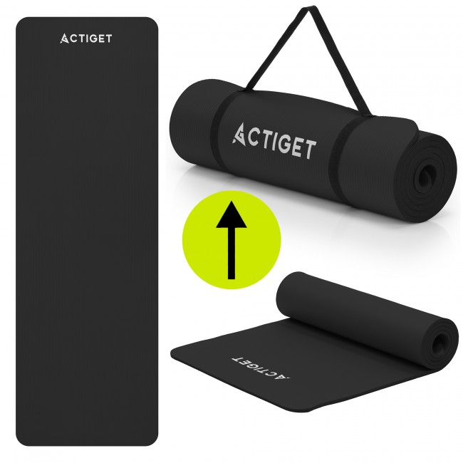 Коврик спортивный Actiget NBR 183 x 61 x 1.5 см для йоги и фитнеса ACT0016 Black