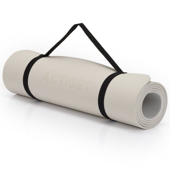 Коврик спортивный Actiget TPE 183 x 61 x 0.6 см для йоги и фитнеса ACT0025 Biege/Grey