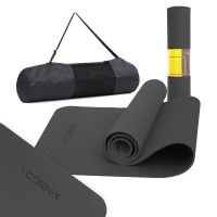 Килимок спортивний Cornix TPE 183 x 61 x 0.6 см для йоги та фітнесу XR-0350 Black