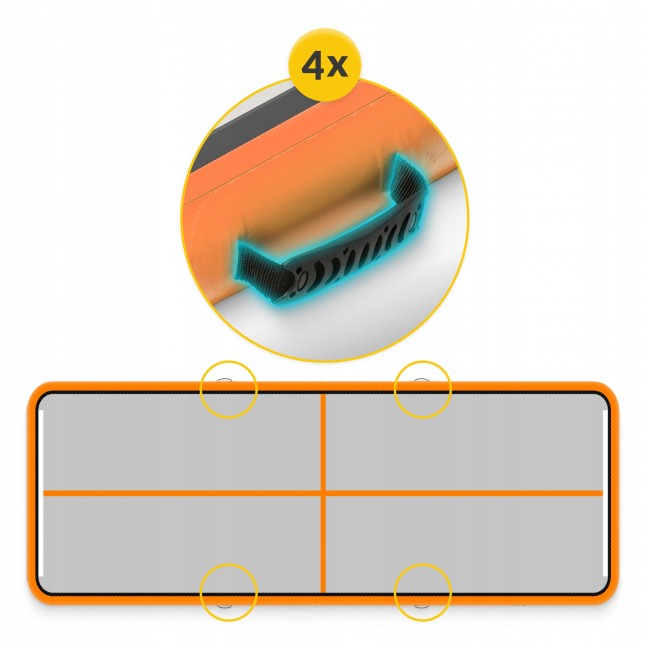 Мат надувной гимнастический 4FIZJO Air Track Mat 500 x 200 x 20 см White/Orange (P-5907739312051)