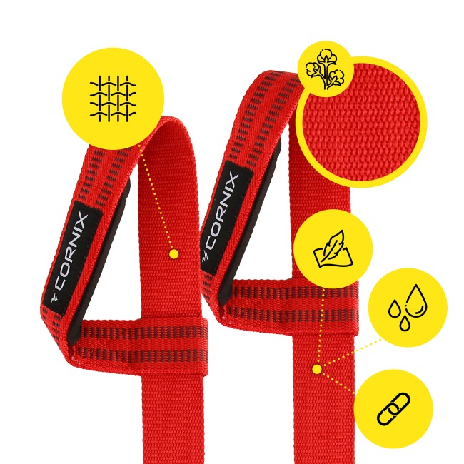 Лямки атлетичні для тяги Cornix Lifting Straps XR-0505 Red
