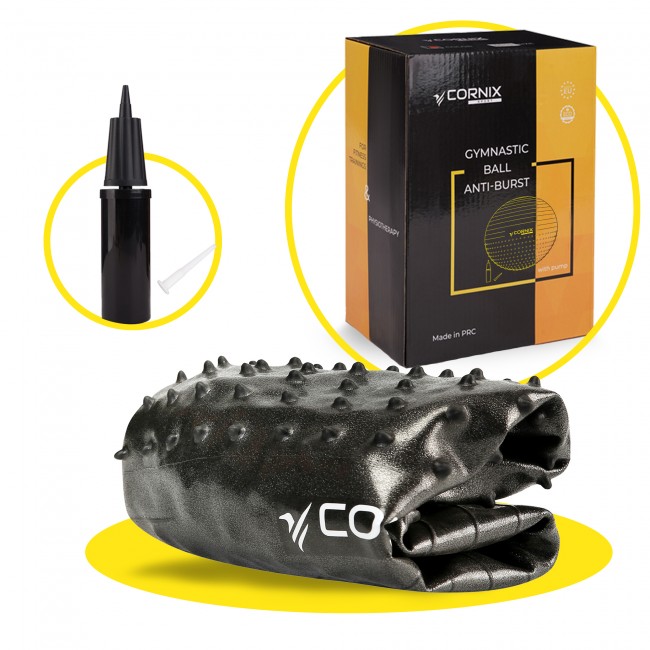 Мяч для фитнеса (фитбол) Cornix 65 см полумассажный Anti-Burst XR-0474 Black