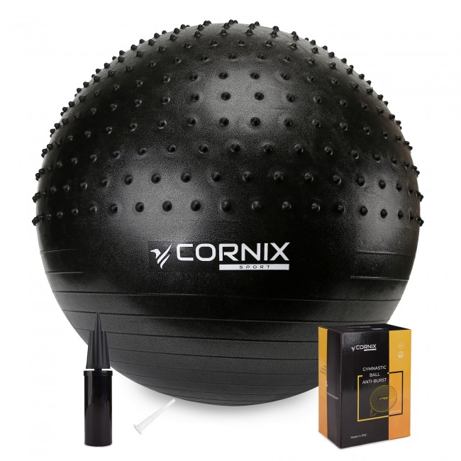 Мяч для фитнеса (фитбол) Cornix 65 см полумассажный Anti-Burst XR-0474 Black