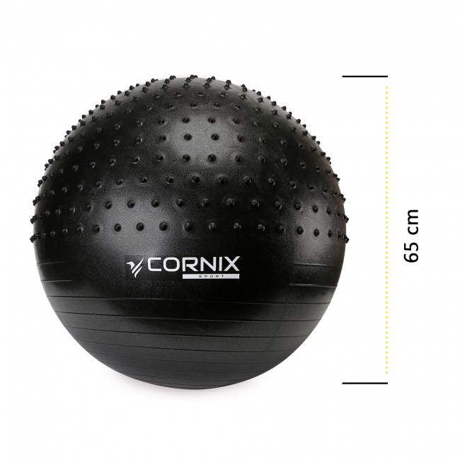 Мяч для фитнеса (фитбол) Cornix 65 см полумассажный Anti-Burst XR-0474 Black