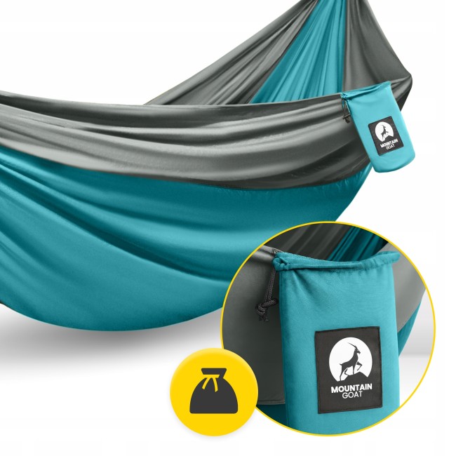 Туристичний гамак Mountain Goat 300 x 200 см двомісний, підвісний Grey/Turquoise (P-5905973407977)