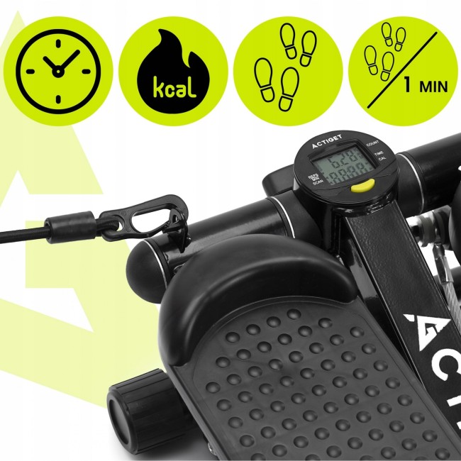 Степпер (міні-степпер) Actiget Actistep з еспандерами ACT0173 Black