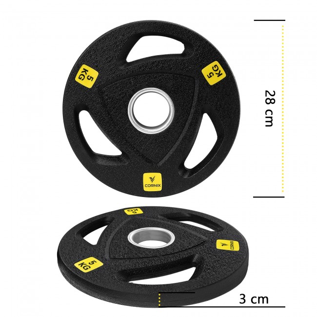 Диск олімпійський Cornix 1 x 5 кг 51 мм металевий прогумований XR-0425 Black