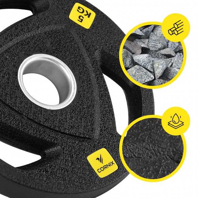 Диск олімпійський Cornix 1 x 5 кг 51 мм металевий прогумований XR-0425 Black