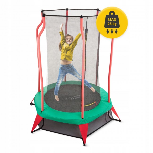 Батут дитячий для дому 4FIZJO Kids 140 см Green/Red (P-5907739319456)