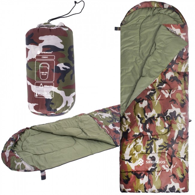 Спальный мешок (спальник) Springos 2 в 1 CS0041 +8 ...+20 °C R Khaki/Green Спальный мешок (спальник) Springos 2 в 1 CS0041 +8 ...+20 °C R Khaki/Green