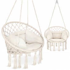 Крісло-гойдалка 4FIZJO Boho Dream 80 см з подушкою, підвісне, плетене Beige (P-5905973404549)