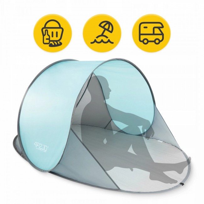 Намет пляжний 4FIZJO Pop-Up 195 x 120 см Grey/Mint, що саморозкладається (P-5905973401432)