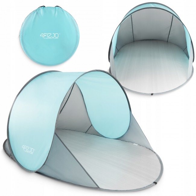 Намет пляжний 4FIZJO Pop-Up 195 x 120 см Grey/Mint, що саморозкладається (P-5905973401432)