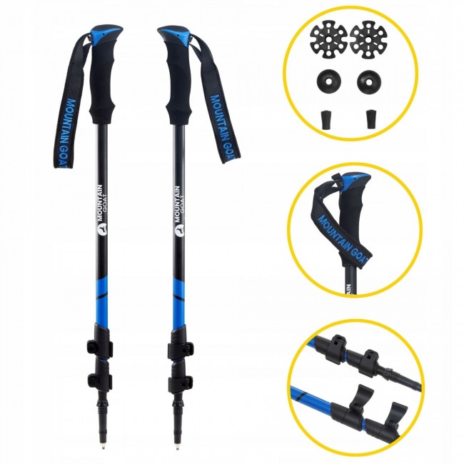 Трекінгові палиці Mountain Goat Peak+ 60-135 см Black/Blue (P-5907739318268)