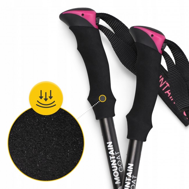 Трекінгові палиці Mountain Goat Pro+ 43-130 см Black/Pink (P-5905973404662)
