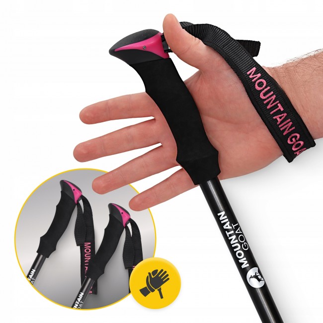 Трекінгові палиці Mountain Goat Pro+ 43-130 см Black/Pink (P-5905973404662)