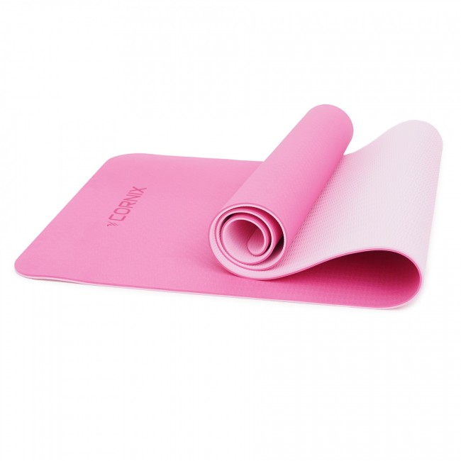 Килимок спортивний Cornix TPE 183 x 61 x 0.6 см для йоги та фітнесу XR-0005 Pink/Rose