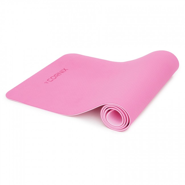 Килимок спортивний Cornix TPE 183 x 61 x 0.6 см для йоги та фітнесу XR-0005 Pink/Rose