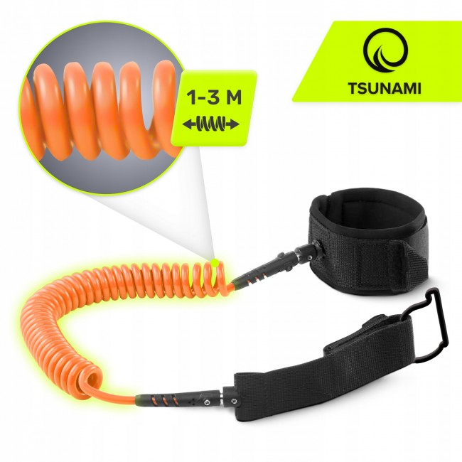 Лиш страховочный для SUP доски TSUNAMI SUP-Leash Black/Orange (P-5907739316493)