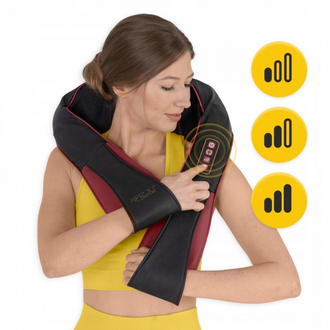 Накидка-масажер 4FIZJO Shiatsu Pro+ для шиї та спини Black/Red (P-5907739319074)